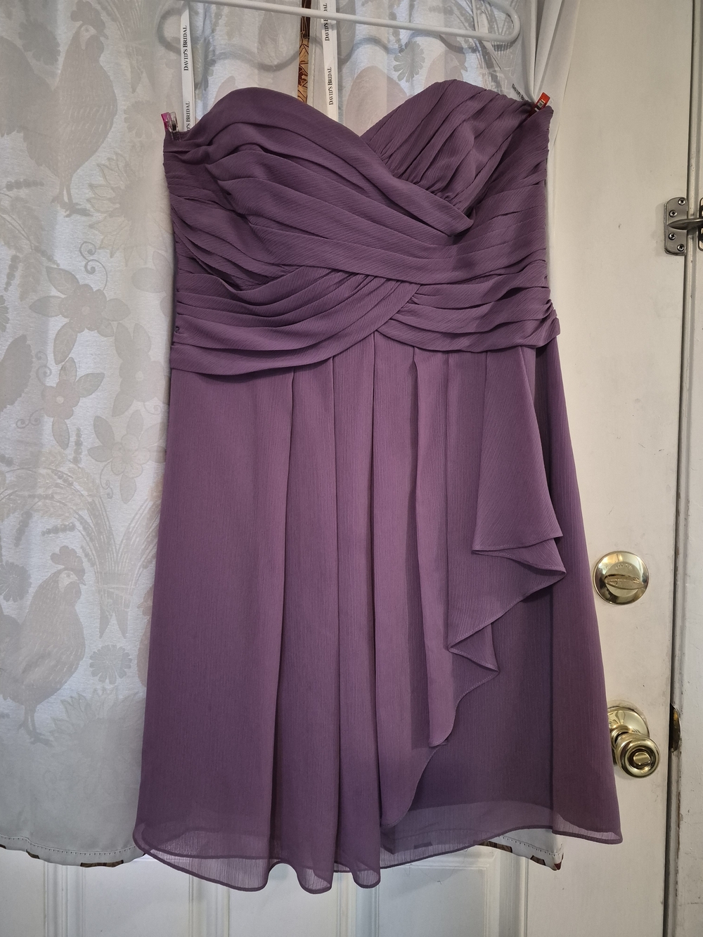 David's Bridal Strapless Pleated Chiffon Dress - Lavender - Bridesmaid
